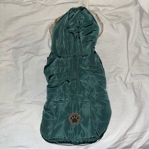 Army green adjustable hooded dog coat